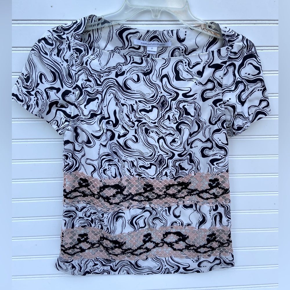 Dianne Von Furstenburg Lace Scoop Neck Top